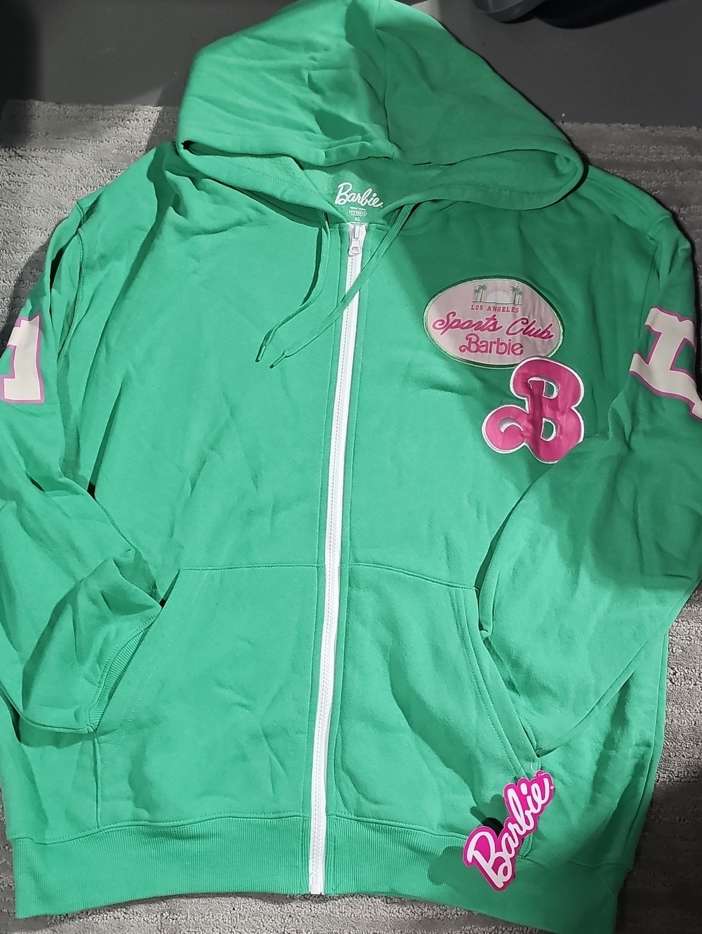 Barbie LA Sports Club Varsity Style Zip Up Hoodie XL Mattel NWT Y2k